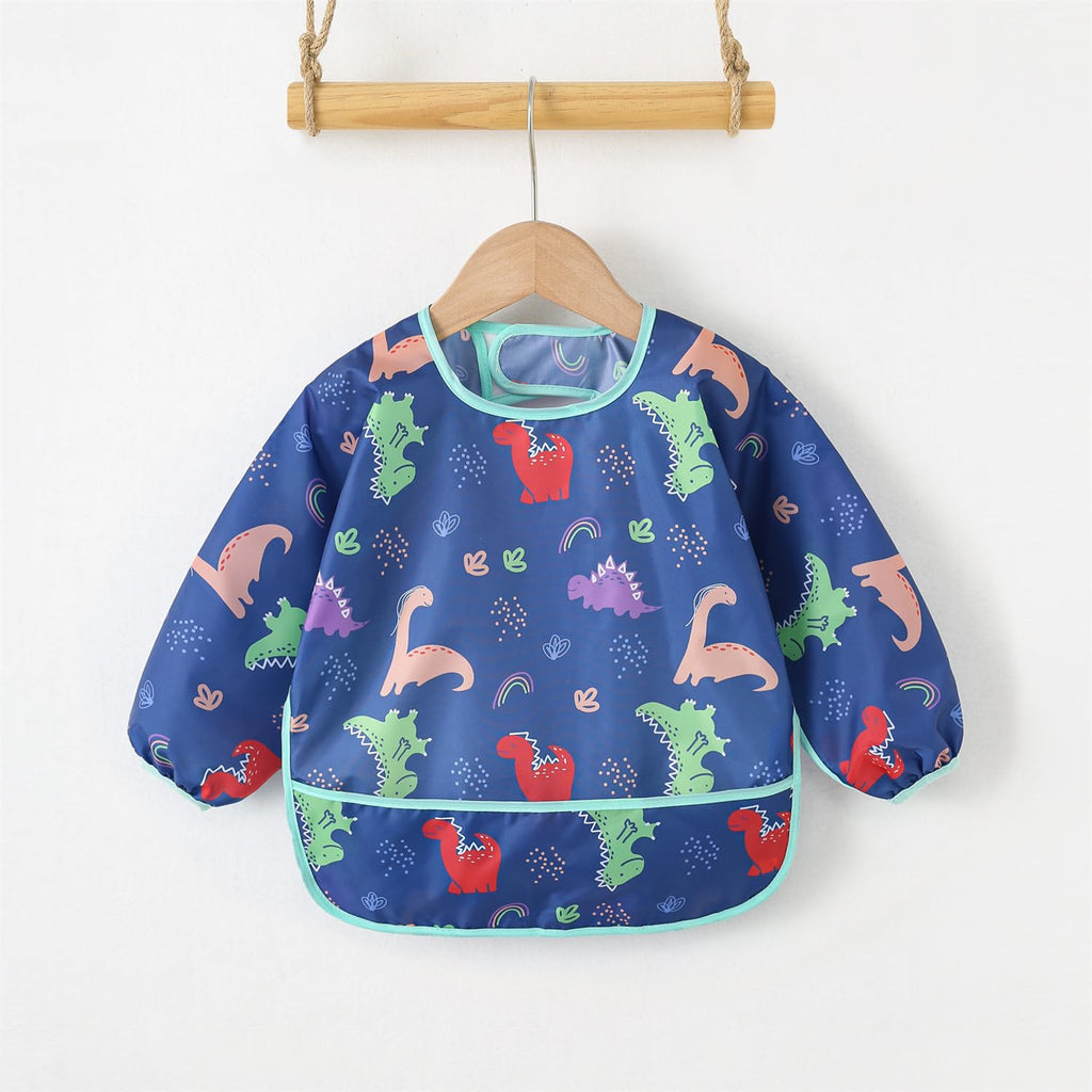Long Sleeved Bibs,5 PCS Waterproof Wearable Bibs with Sleeves,Baby Feeding Smock 6-30 Months (5 Pcs Set A)