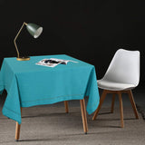 Solid Teal Color Hemstitched Tablecloth (Square 54 Inches)