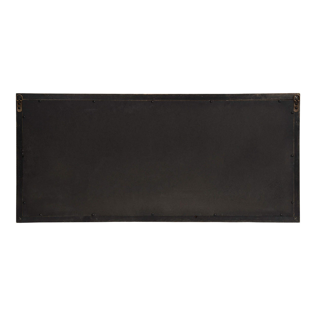 Jackson Casual Farmhouse Solid Wood 10 Windowpane Mirror with Distressed Black Metal Shelf, 40x18, Rustic Caramel