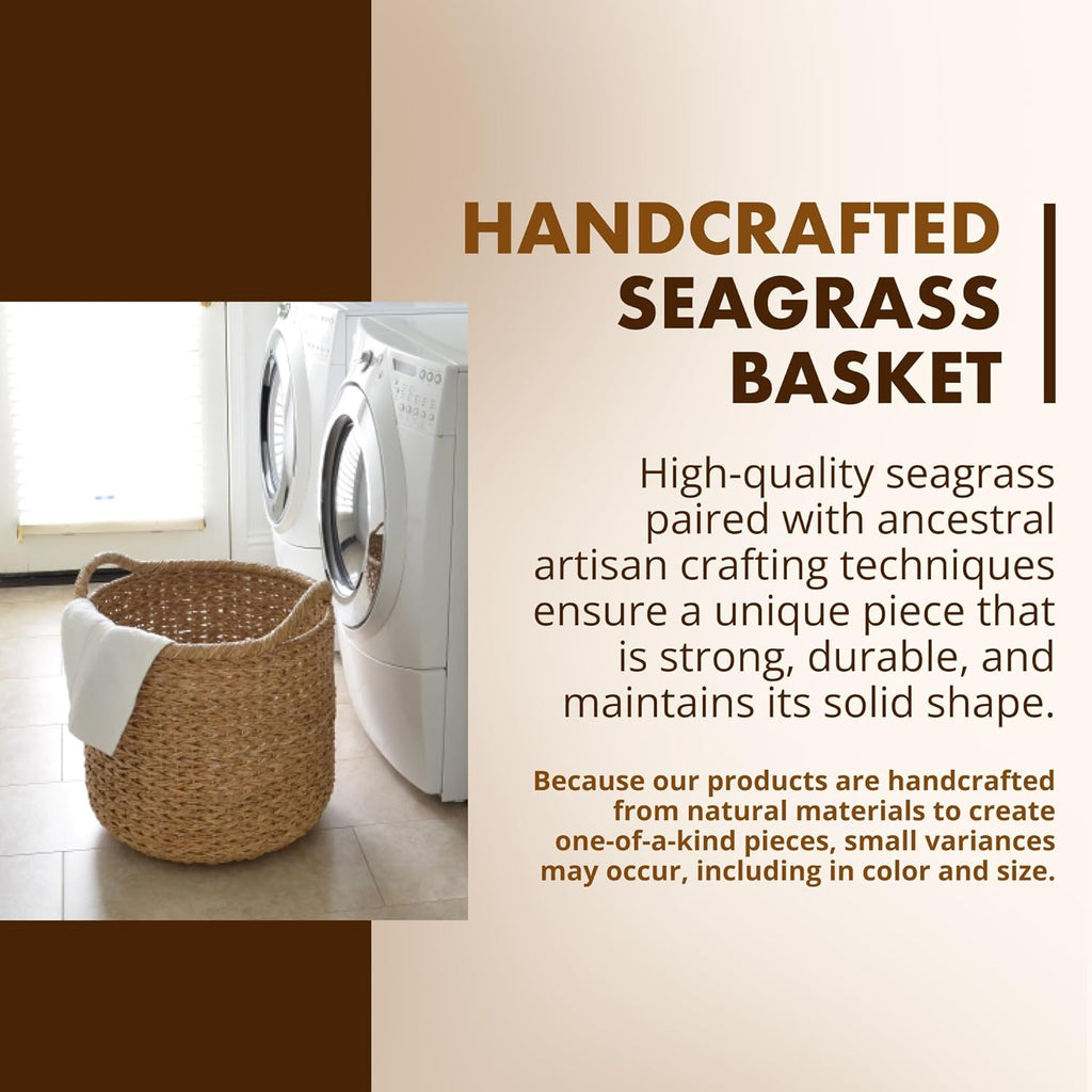 Large Decorative Seagrass Storage Basket, Handmade, Seagrass Basket, Living Room, Blankets, Toy Bin, Extra Storage