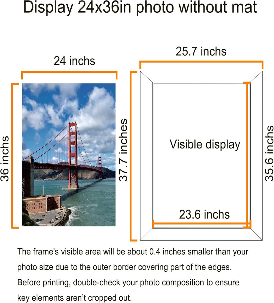24x36 Poster Frame in Black Wood with Plexiglass 2 Pack