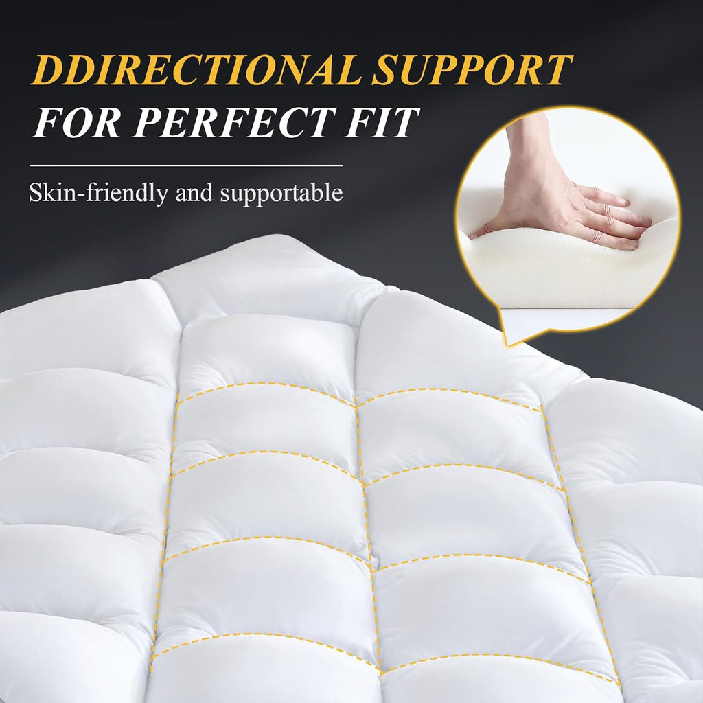 3 Inch Queen Mattress Topper, Ultra Thick and Fluffy Supportive Memory Foam Mattress Topper for Body Pain, Mattress