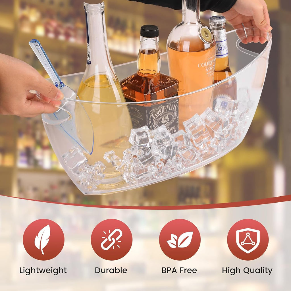 2-Pack Clear Ice Bucket Set - Beverage Tub & Champagne Bucket - Set of 2