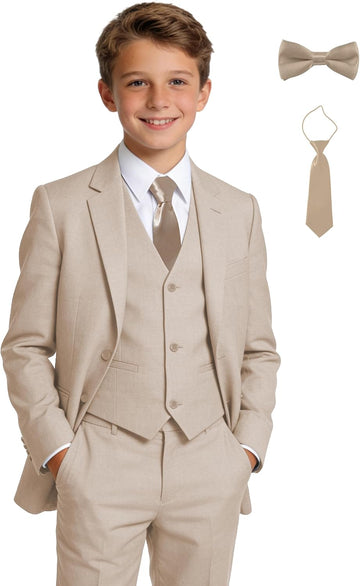 Boys Suits Wedding Ring Bearer Outfits Kids Dress Clothes with Bowtie,Tie
