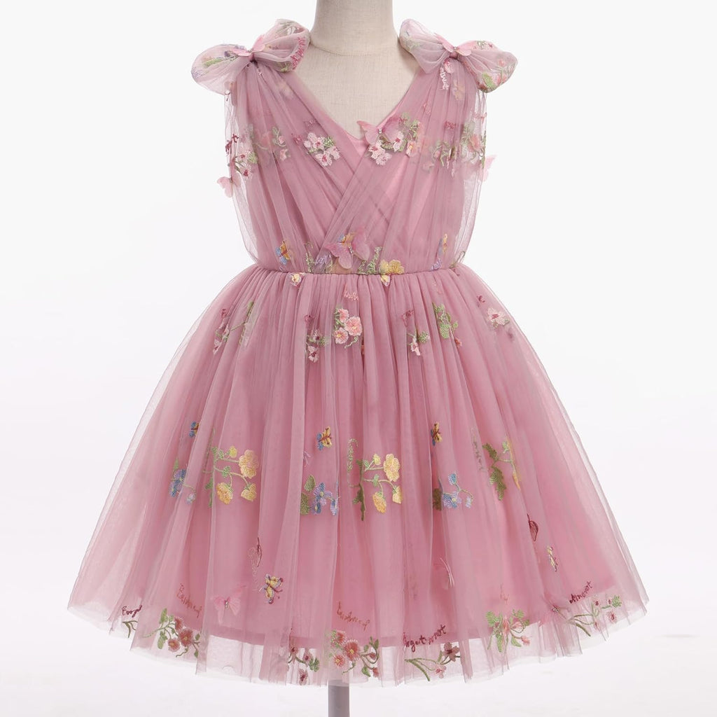 Toddler Kids Girls Butterfly Dress Sparkle Sequins Tulle Wedding Formal Birthday Dresses