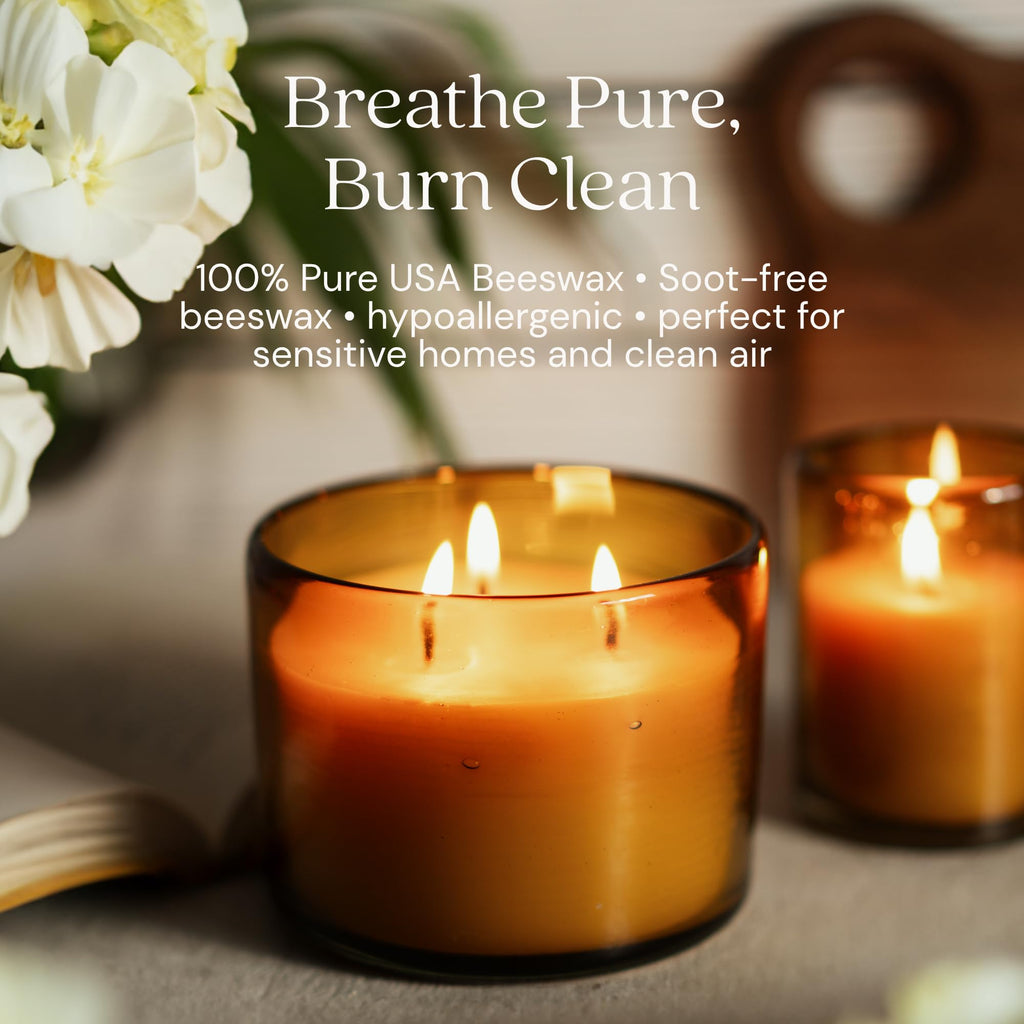 3-Wick Candle, 22 Oz, Amber Glass, 1 Count