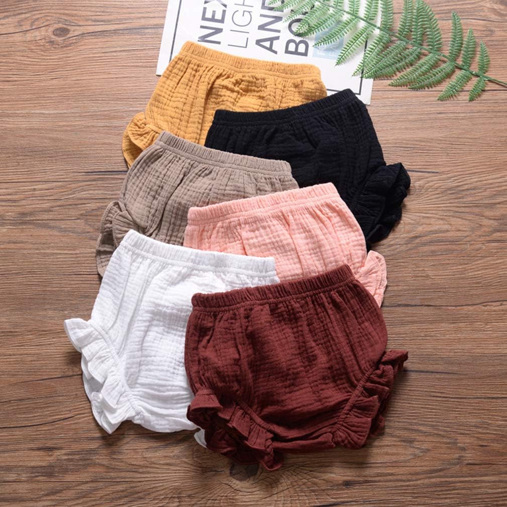 3PC Shorts Set Newborn Baby Girls Boys Pants Cotton Linen Blend Cute Floral Bloomers Triangle Shorts