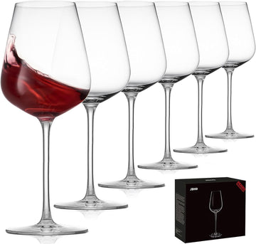 Hand Blown Bordeaux Wine Glasses - Set of 6-18 Ounce - Great Gift Packaging - Red Wine Glasses Lead-Free Premium Glass