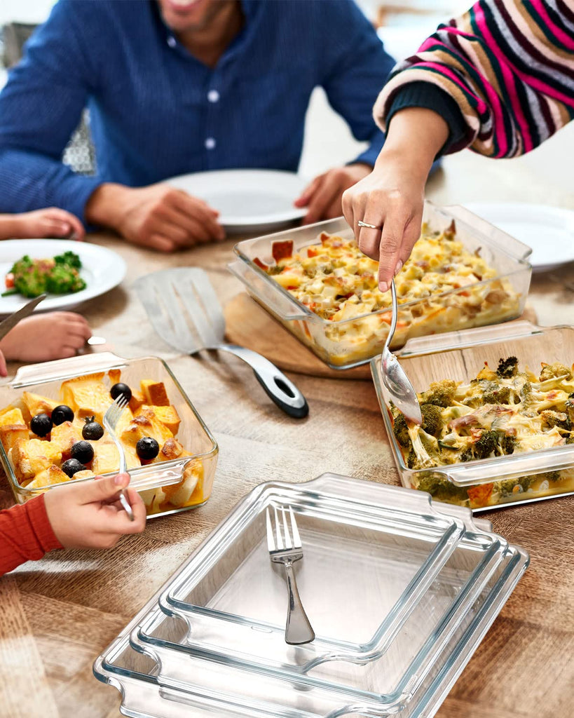 6x6 Inches Square Glass Casserole Dish With Glass Lid - Microwave Safe Bakeware for Cooking