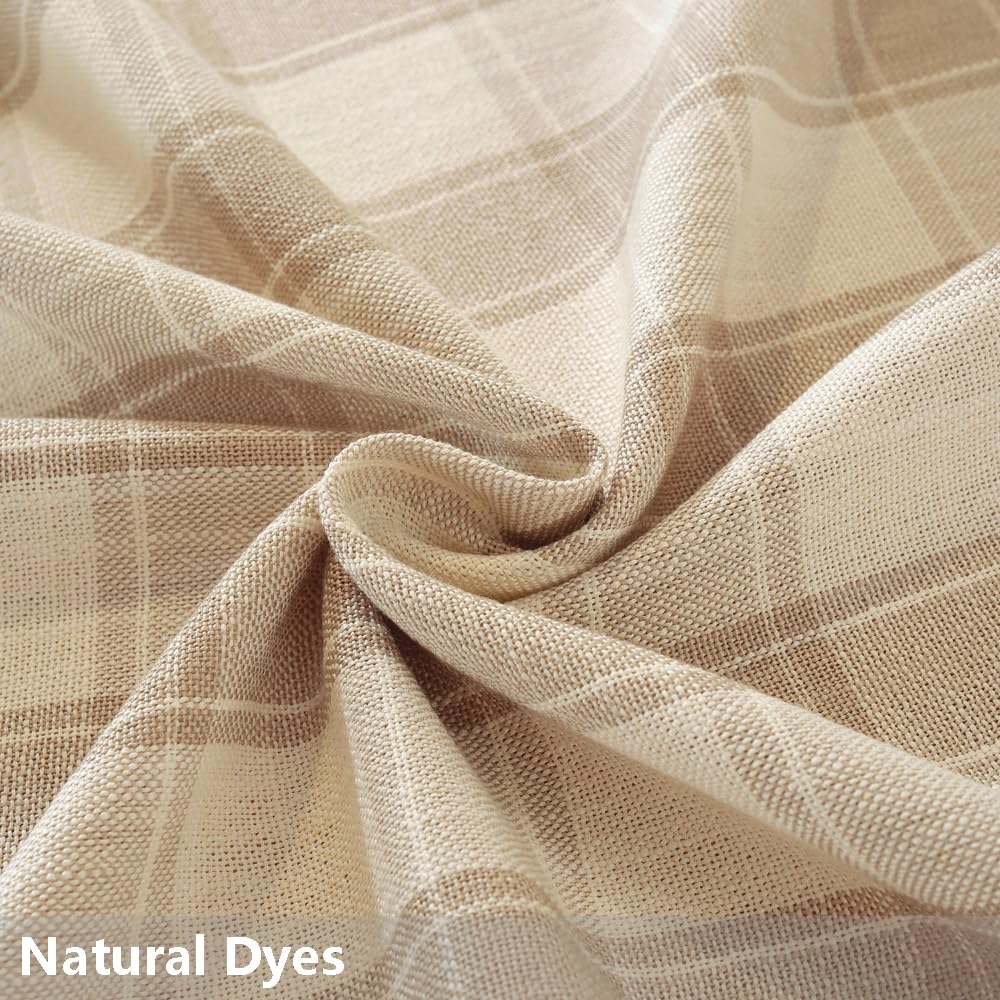 60x84 Inch Beige Checkered Rectangular Outdoor Picnic Tablecloth