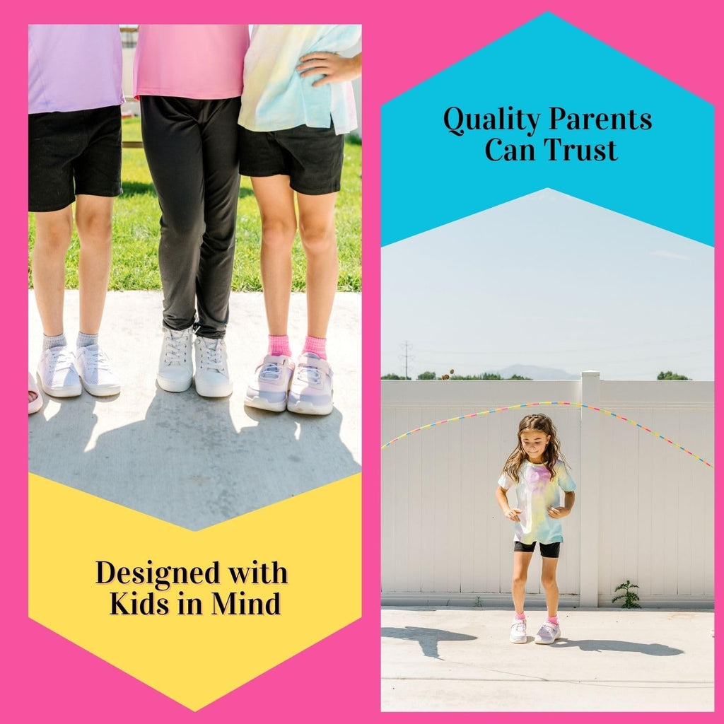 Popular Girls Cotton Undershorts for Dresses, 4 Pack - Solid & Tie Dye Under Dress Shorts, Cartwheel Sports
