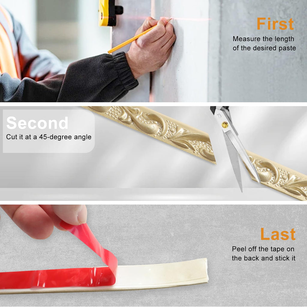 238 Inch Peel and Stick Wall Molding Vintage Pattern,Flexible Self Adhesive Molding Trim for Walls,Peel and Stick