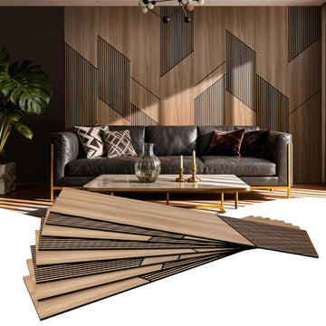 8-Pack Teak Wood Grain 3D WPC Wall Panels with Adhesive, Peel and Stick Wall Panels for Accent Wall, Covers 82.15 Sq