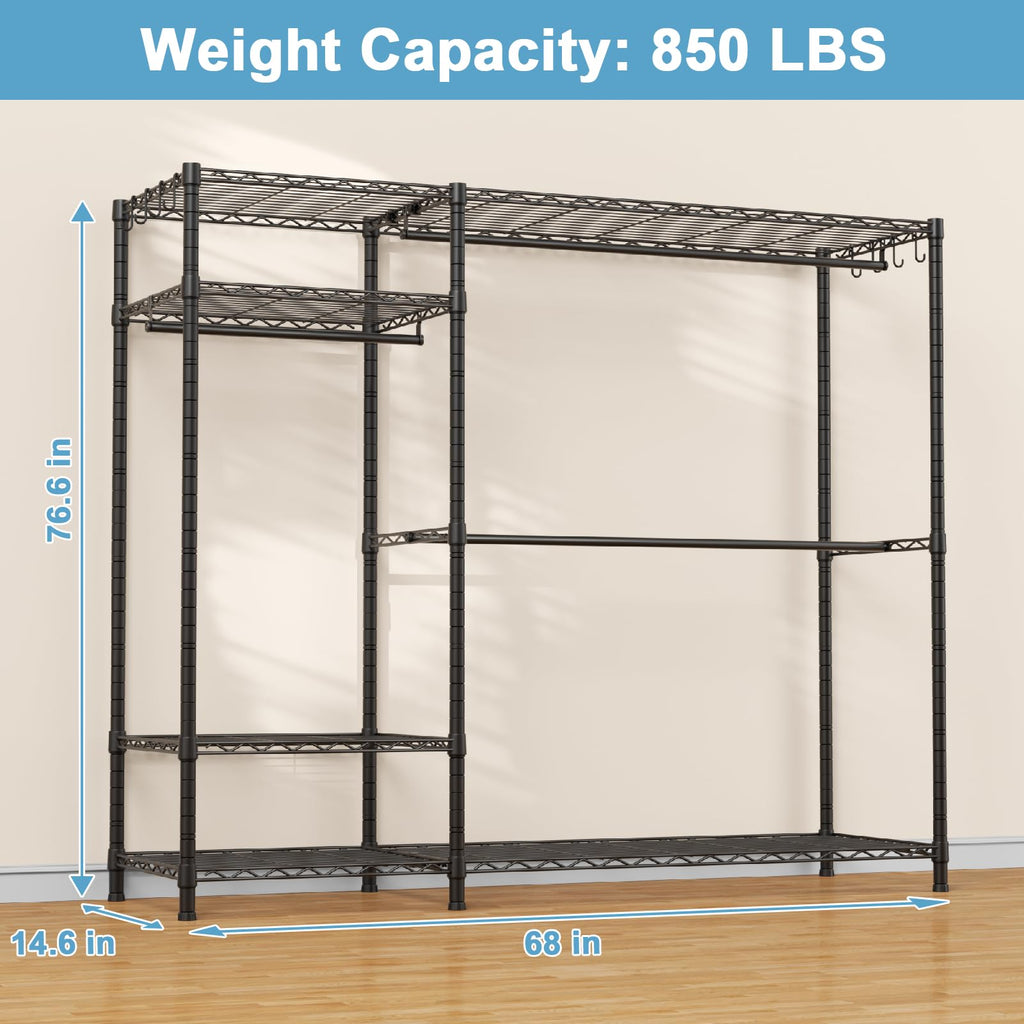 F7 Plus Clothes Rack, Clothing Racks for Hanging Clothes, Black