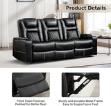Home Theater Seating Seats, Theater Recliner Chair Sofa, PU Leather 3 seat Power Recliner Sofa with Cup Holders