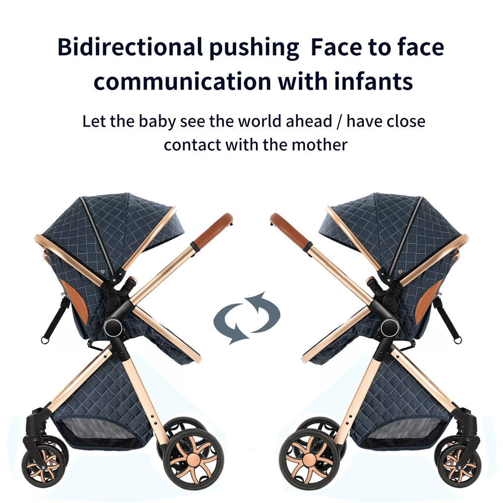 2 in 1 Baby Stroller, Convertible Pram, Reversible Standard Stroller, Portable Baby Buggy, Infant Carriage, Foldable