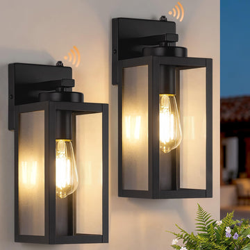 Upgraded Dusk to Dawn Outdoor Wall Lights, Matte Black, 2-Pack