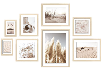 Gallery Wall Frame Set, 8 Pack Beige Picture Frames, Large