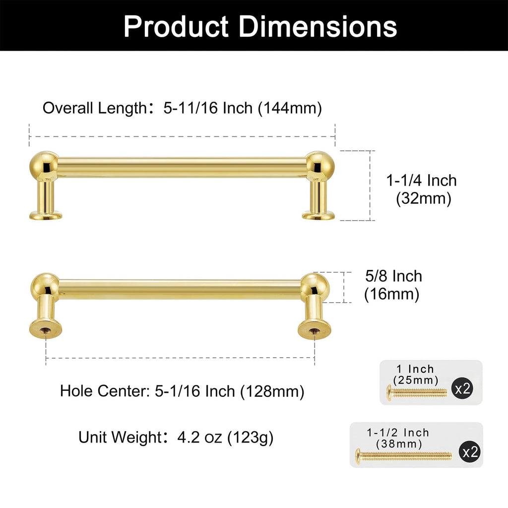 Unlacquered Brass Cabinet Pulls,5-1/16" Hole Center