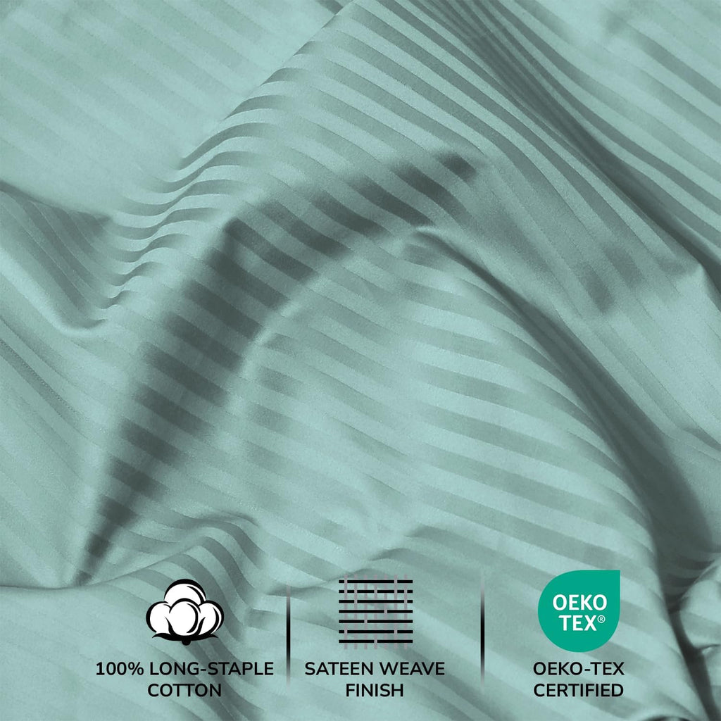 & Stitch 500 TC King Bed Sheet Set, 100% Cotton Soft Breathable Bedsheets, 4 Piece 18" Deep Pockets Sateen