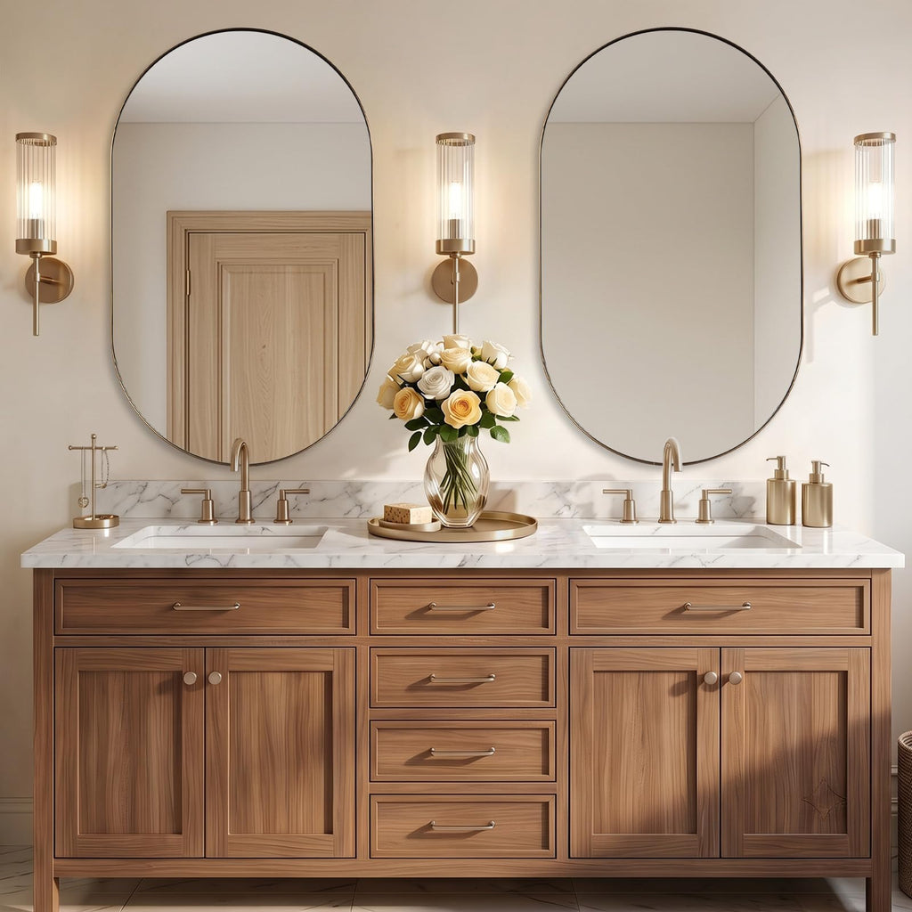 Contemporary 24x40 Champagne Bronze Oval Mirrors
