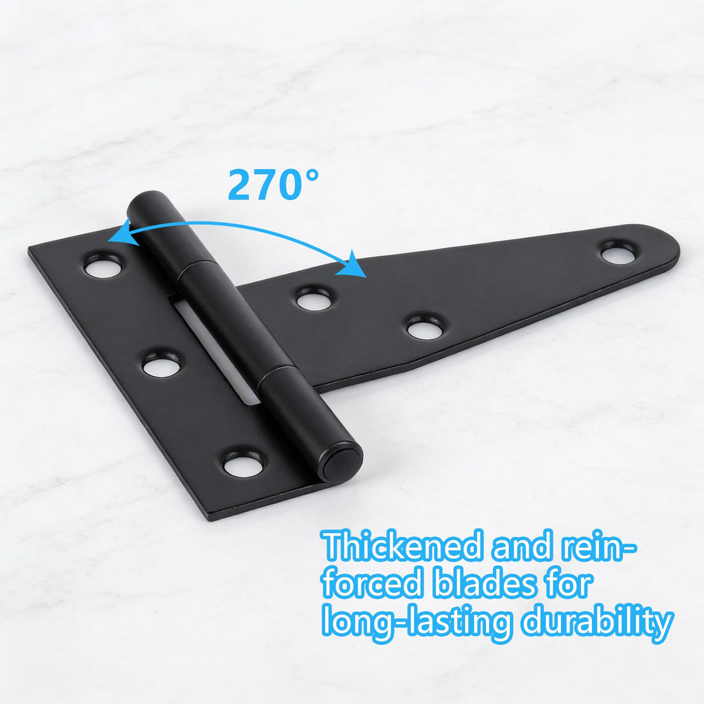 10 Pcs T Strap Hinges Heavy Duty, 3 Inch, Black