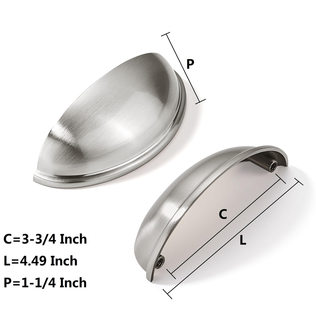 10 Pack 3-3/4" Drawer Pulls Brushed Satin Nickel Cabinet Cup Pulls Kitchen Hardware Cabinet Handles Drawer Handles