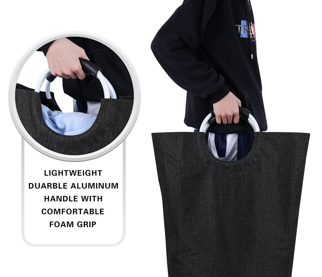Large Laundry Basket, Laundry Hamper Bag with Handles, 115L Heather Black
