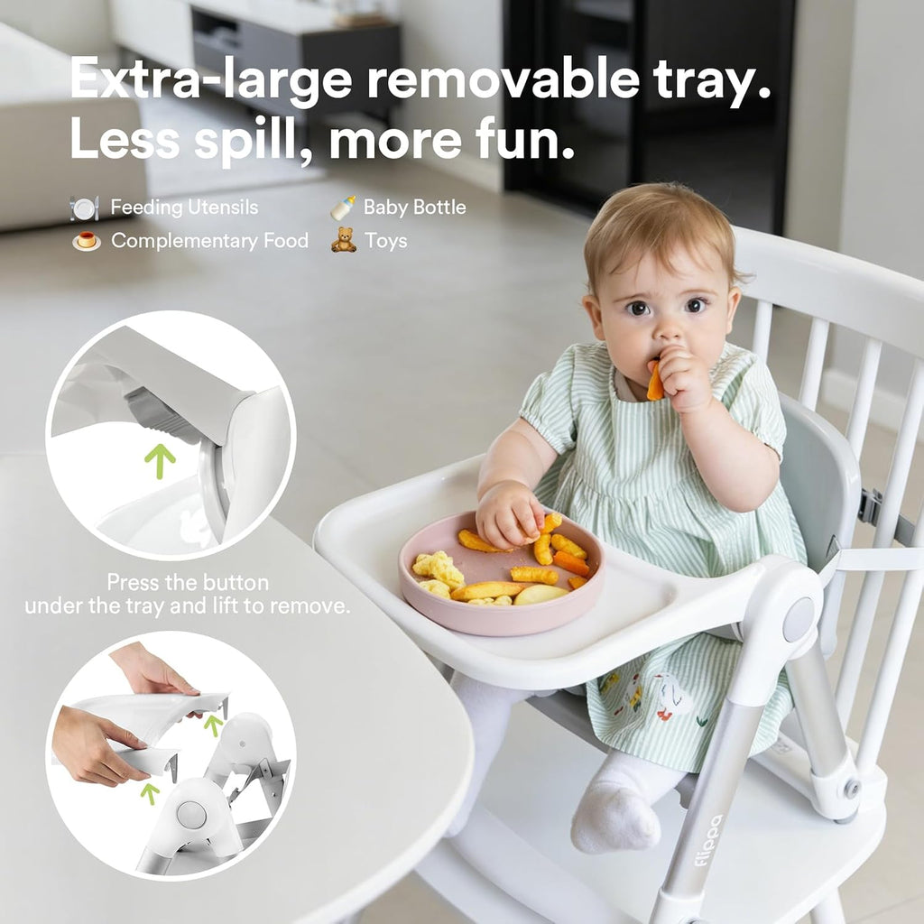 3-in-1 Toddler Booster Seat Chair & Dining Table with Removable Tray and Safety Straps, Portable& Foldable Babies