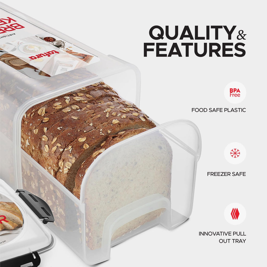 With Tray, Airtight BPA-Free Bread Storage Container