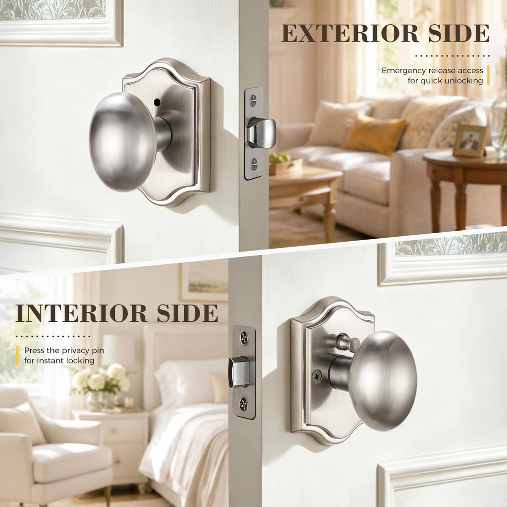 Satin Nickel Oval Privacy Door Knob