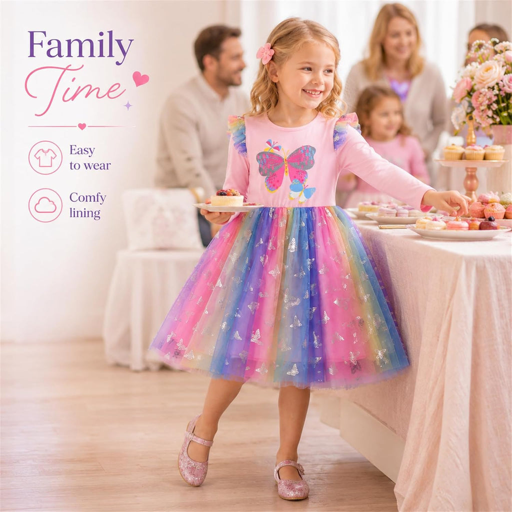 Toddler Girls Dresses Winter Long Sleeve Tutu Party Dress for Girl Xmas Gift