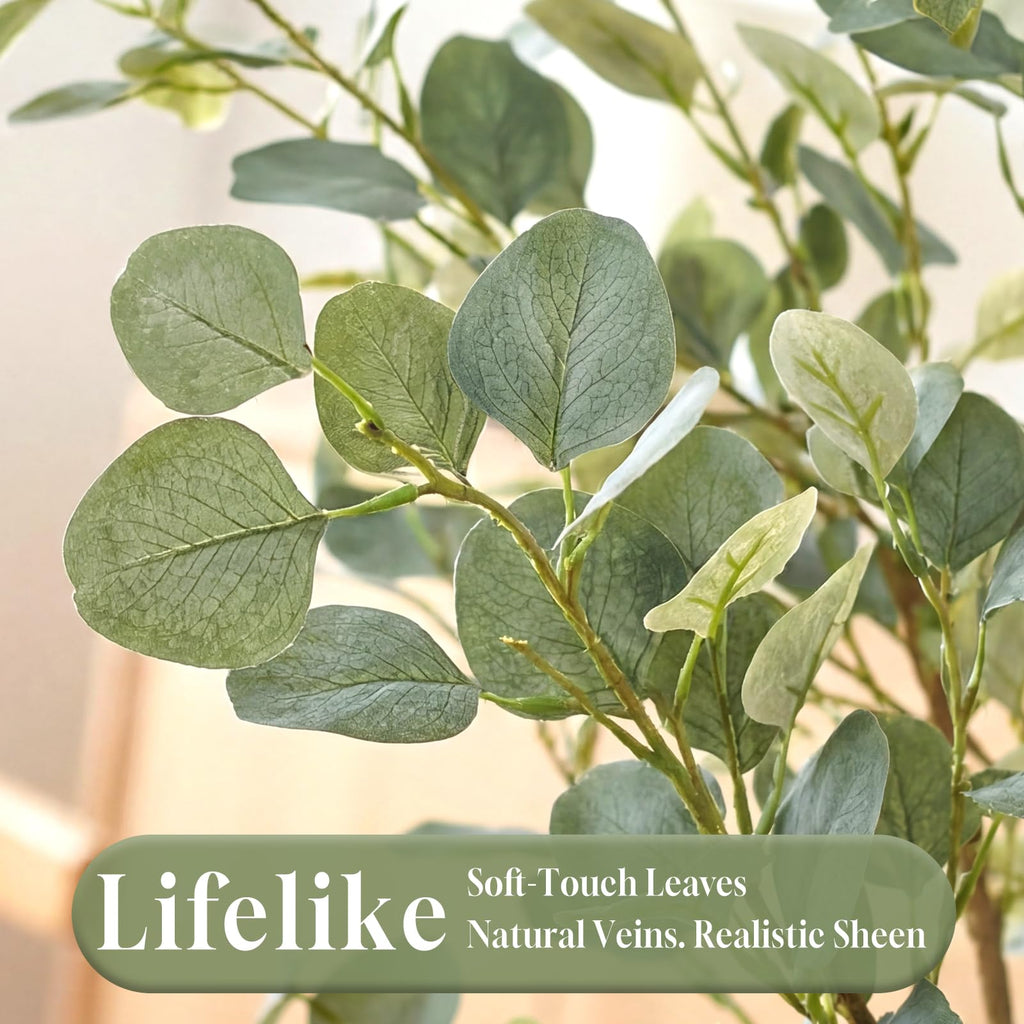 7FT Artificial Eucalyptus Tree Indoor, Faux Eucalyptus Tree with 901 Silk Leaves, Tall Fake Tree - Artificial Tree