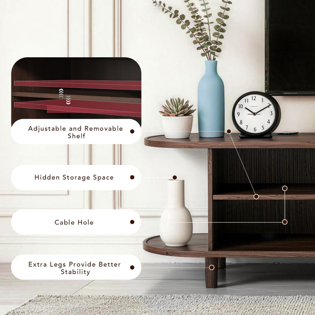 80" Mid-Century Modern TV Stand with Sliding Doors, TV Consoles with Power Outlet, Fluted Entertainment Center with