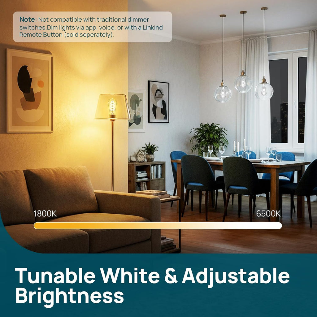 Matter Smart Bulbs, ST19/ST58 E26 Led Bulb Compatible with Alexa, Smart Light Bulbs, WiFi Bulbs, RGBTW Color Changing