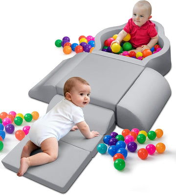 Soft Play Set, Baby Foam Climbing Blocks with Anti-Slip Particles Bottom for Toddlers 6-12 Months, High-Density Foam