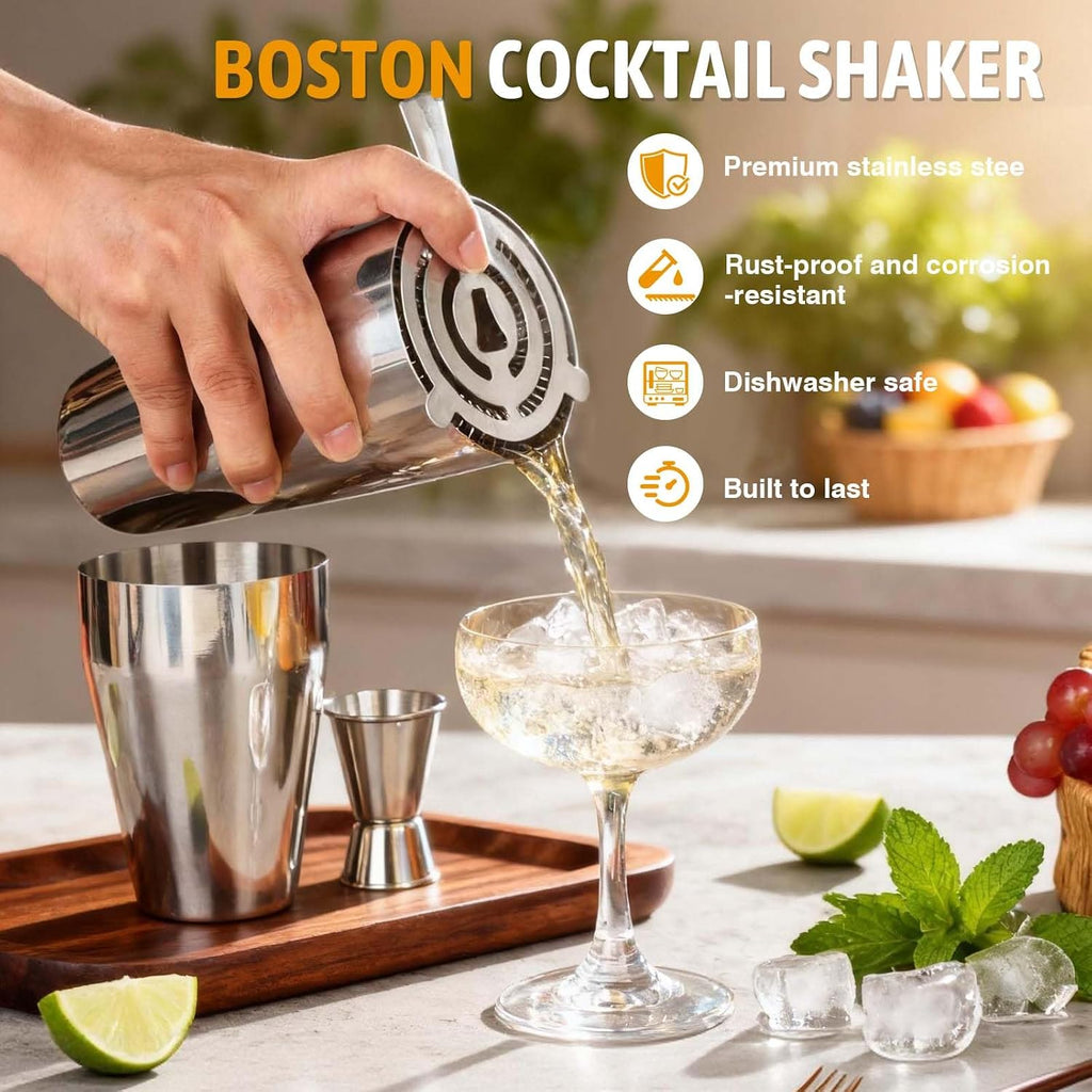 Cocktail Shaker Set, Boston Shakers, Bartending Drink Shaker Kit - Set of 14