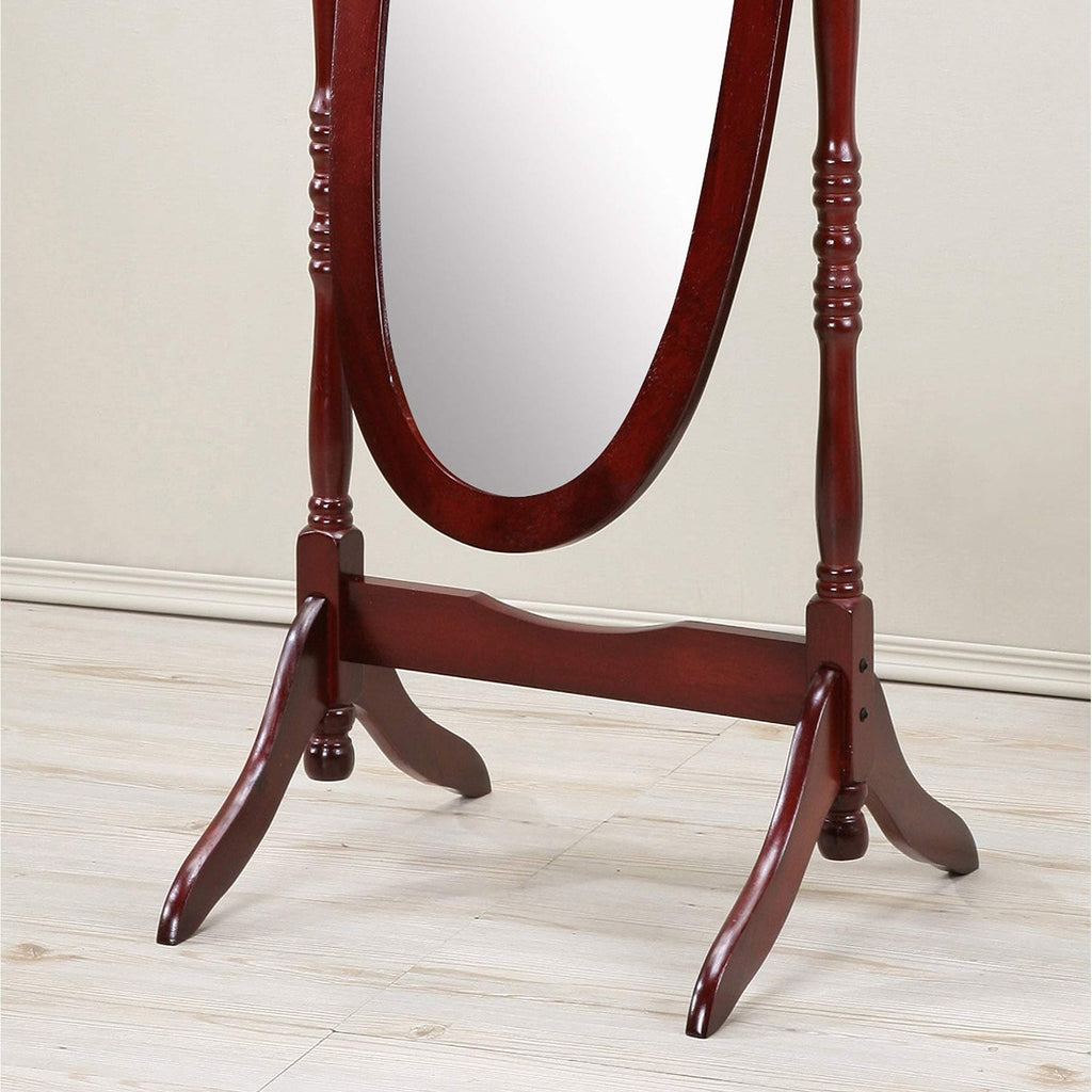 Swivel Adjustable Full-Length Oval Wood Cheval Floor Mirror, in White/Black/Cherry/Oak/Silver/Gold/Espresso/Grey