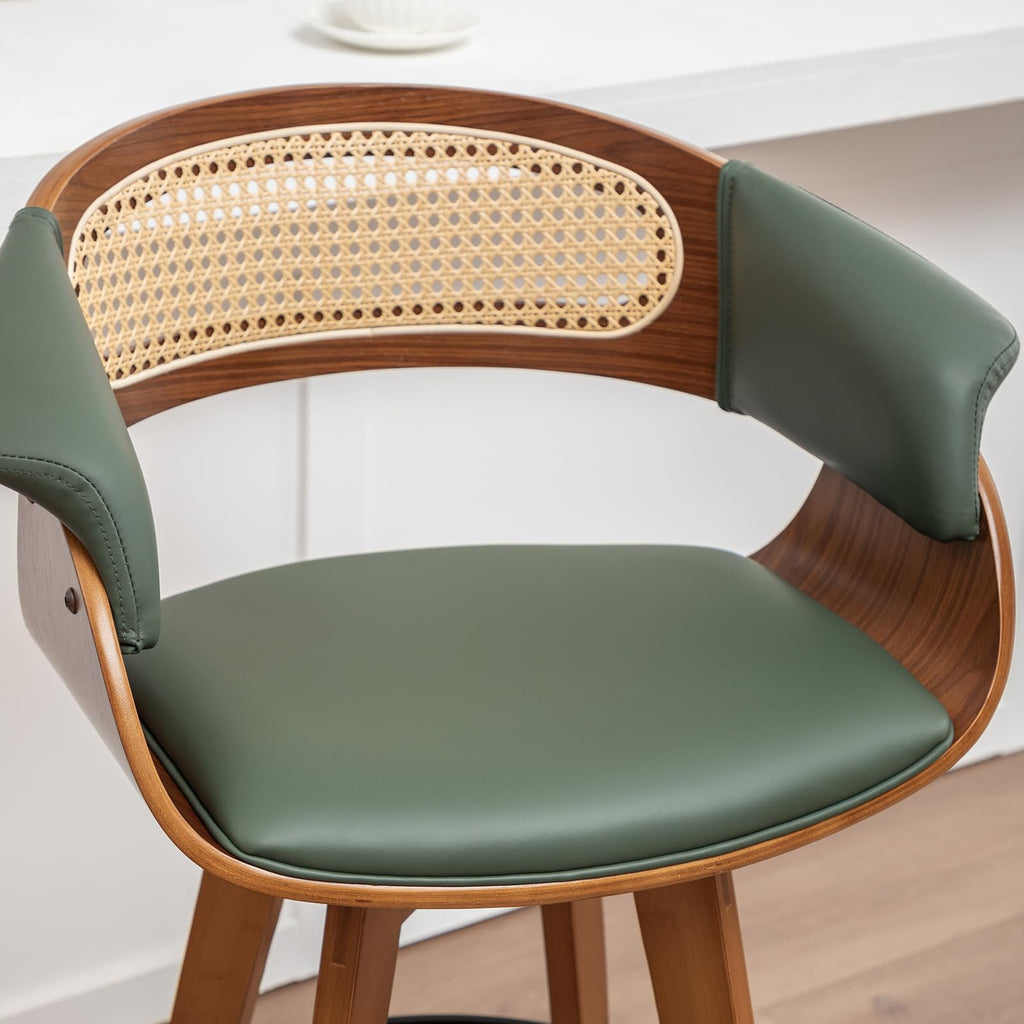 Rattan Swivel Counter Stools, Mid Century Modern Counter Stools with Back