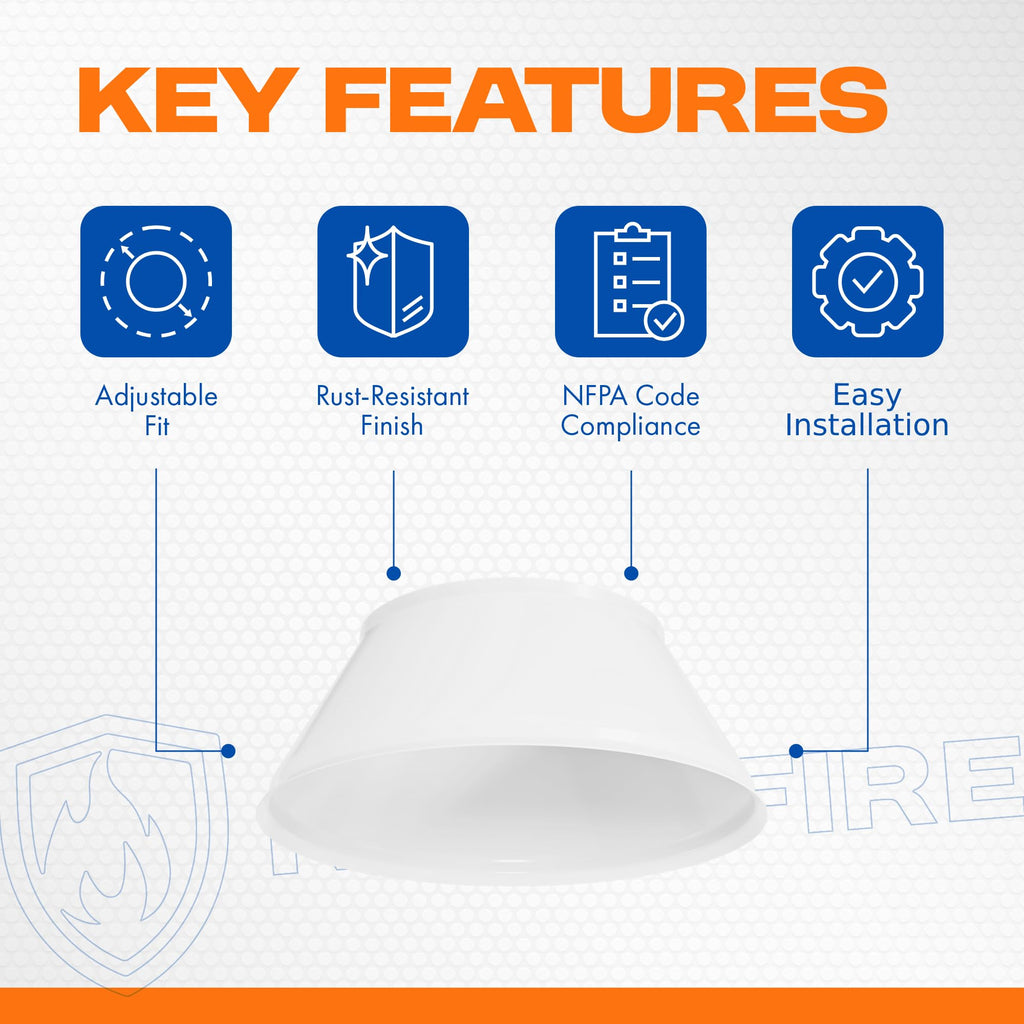 Fire Sprinkler Escutcheon Skirt, Standard 401 Style Escutcheon Pendant Skirt White, Works with Standard 401 Style Cup