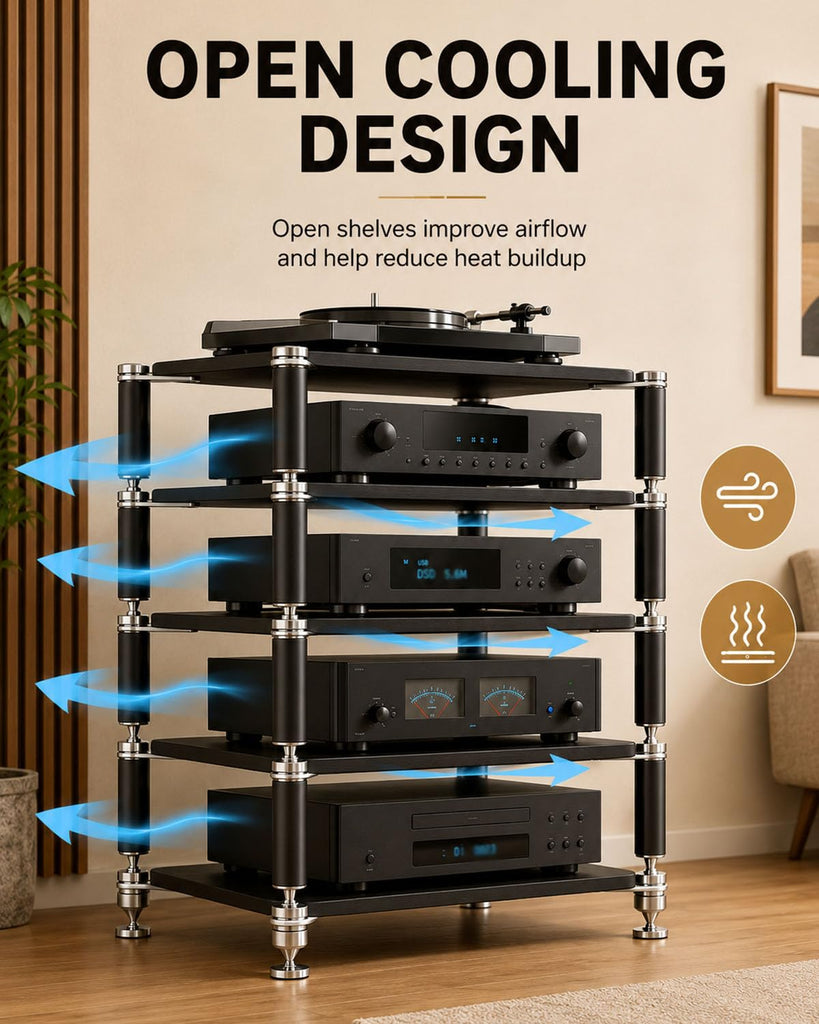 5-Tier HiFi Audio Rack, Audio Component Stand Black