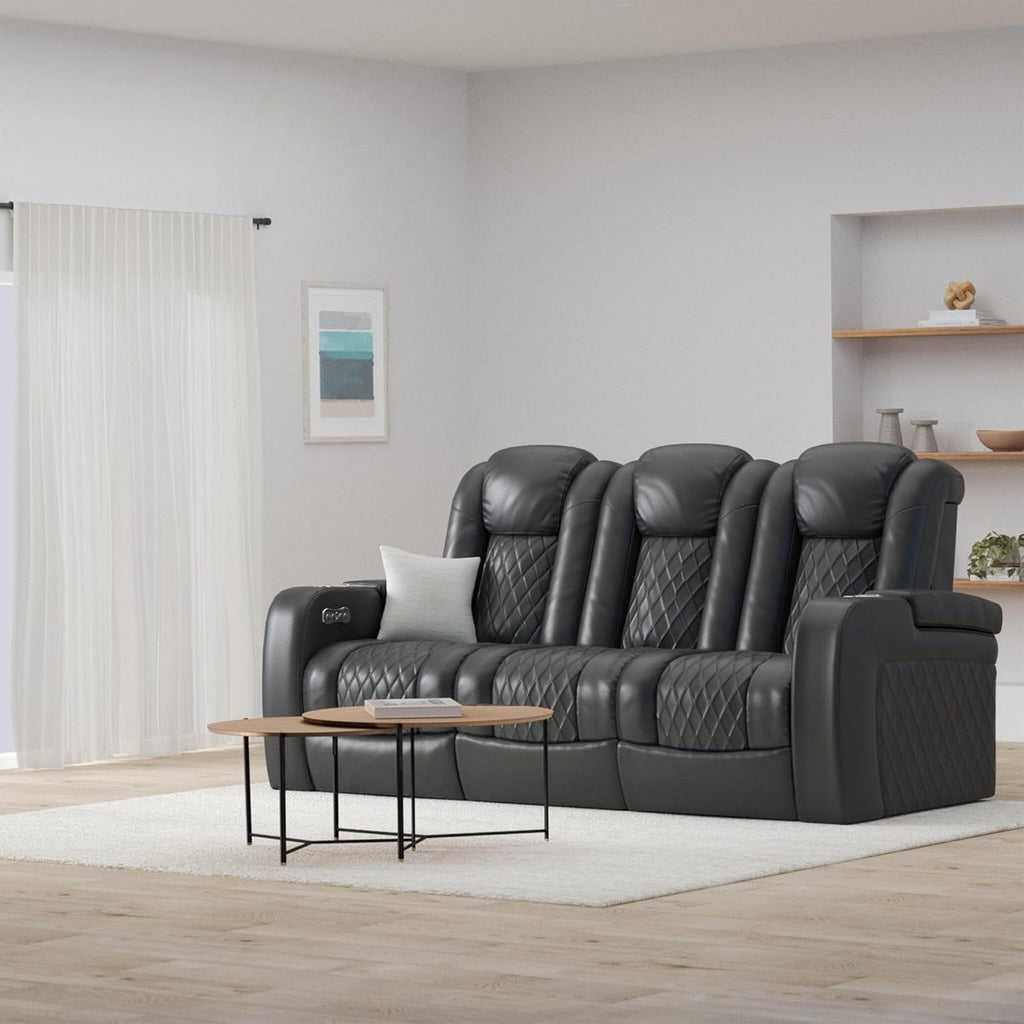Anthem Home Theater Seating - Italian Leather - Power Recline Sofa - Fold-Down Table - Powered Headrests - Arm Storage