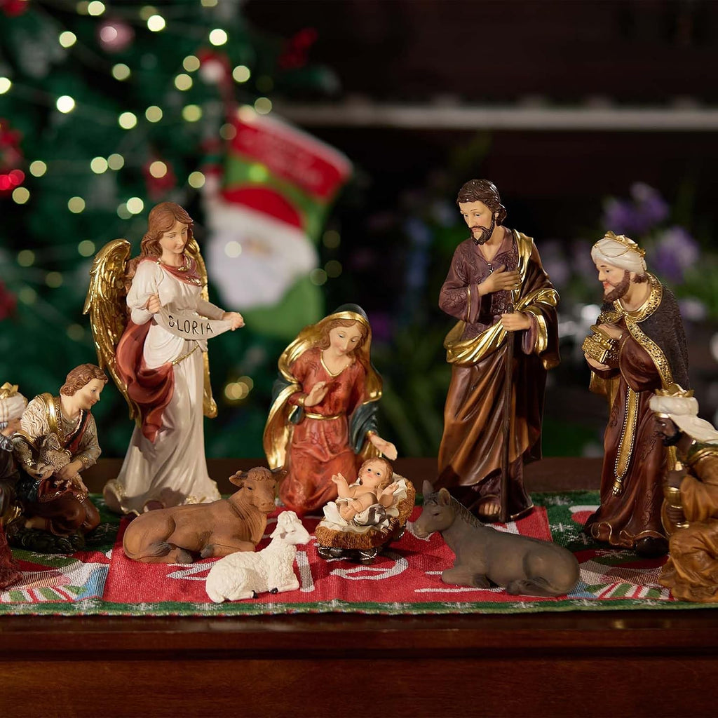 Nativity Set Christmas Scene Set Figurines Statue 5.5 Inch 11 Pcs