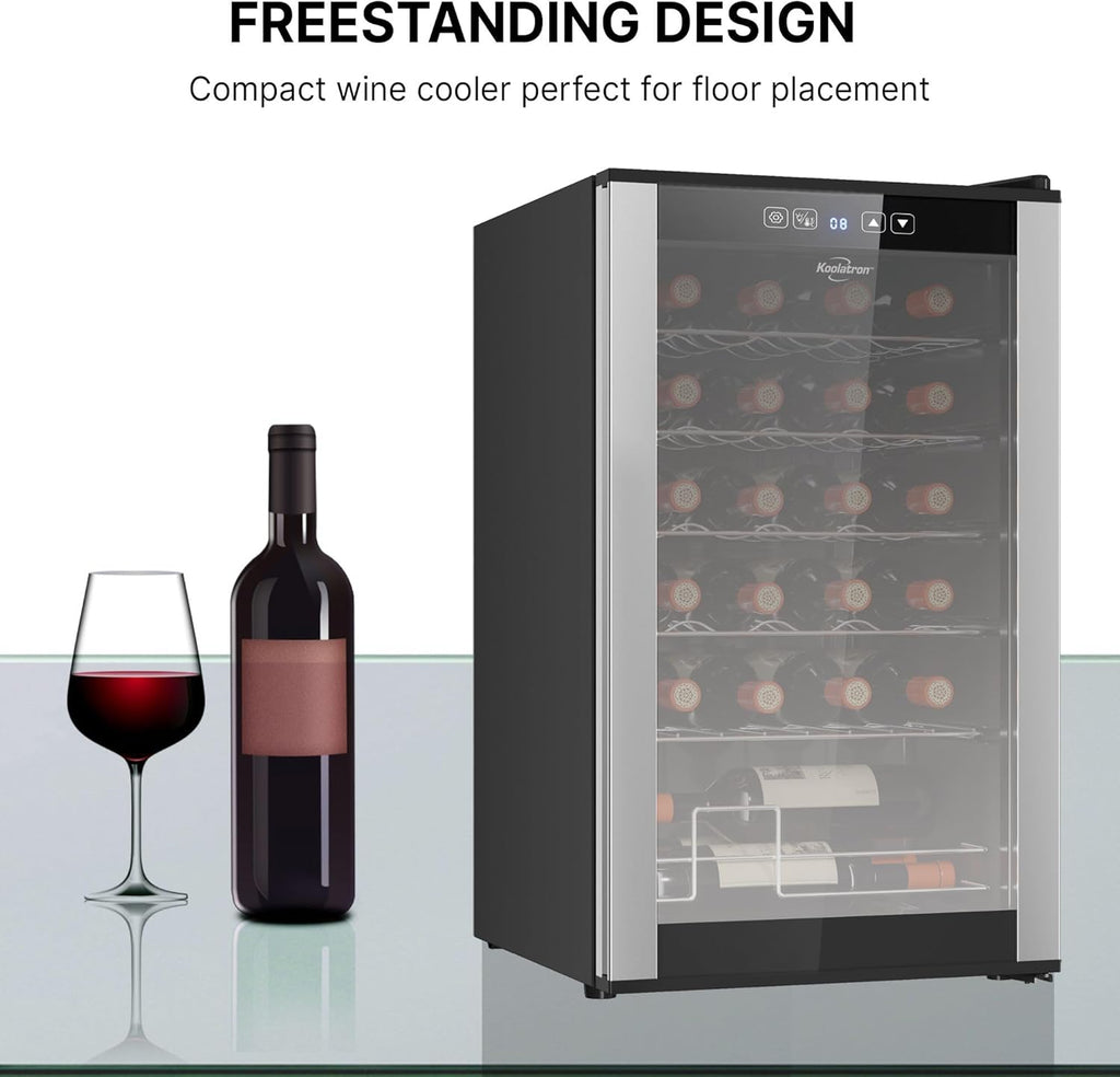 24 Bottle Wine Cooler Black Compressor Wine Fridge | 2.4 cu ft (68 L) Freestandi