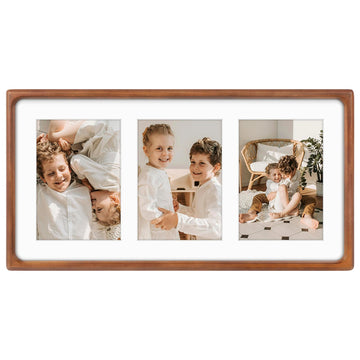 5x7 Collage Picture Frame, Solid Wood & Real Glass, 3 Photos