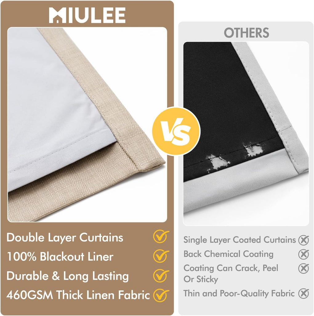 Pinch Pleated 100% Blackout Curtains 96 Inch Long 4 Panel Set for Bedroom Thick Linen Memory Trained Pleat Living