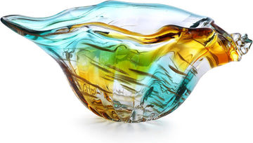 9 Inch Blown Glass Shell Vase, Seashell Potpourri Holder