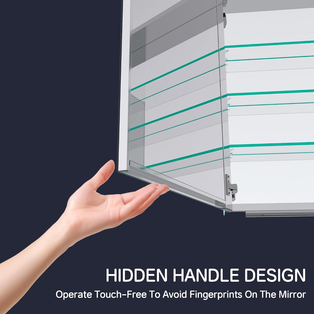 16" x 36" Medicine Cabinet with Mirror, Bathroom Mirror Cabinet | Anodized Chrome Aluminum Frame, Adjustable Shelves