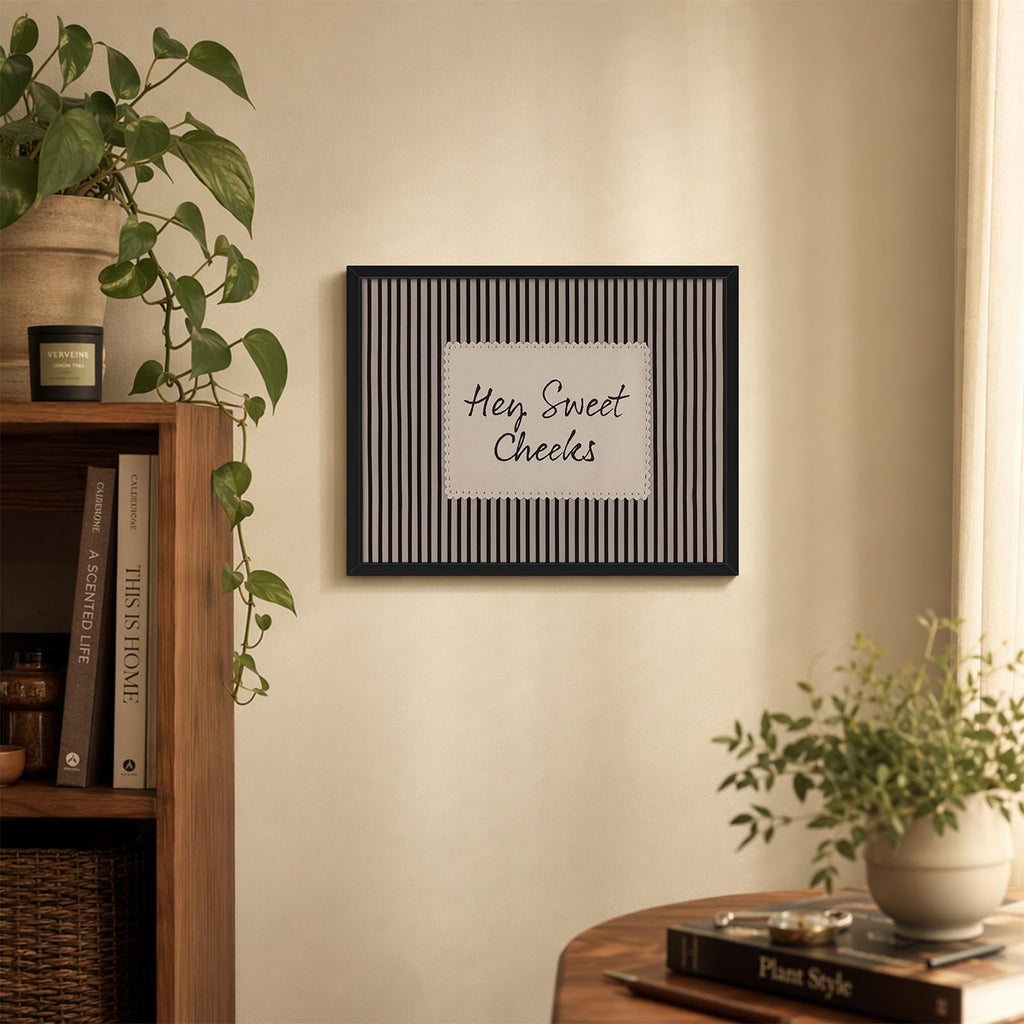 Hey Sweet Cheeks Wall Art Framed Funny Bathroom Decor 12x16 Inch