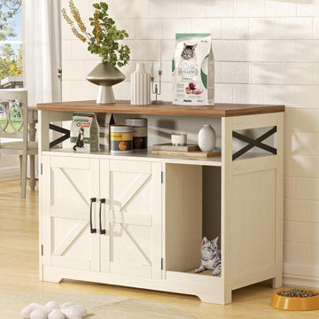 Cat Litter Box Enclosure, Hidden Litter Box with Scratch Pad